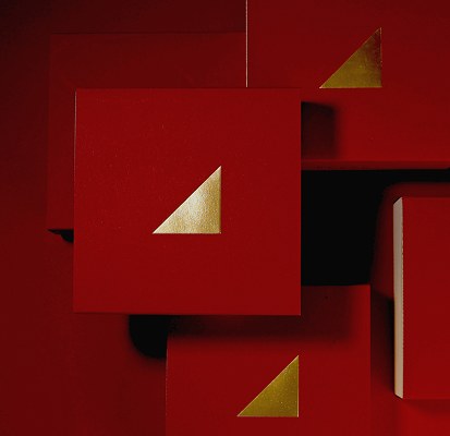 Abstract red and gold geometric composition