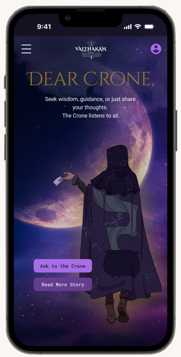 Prototype — Dear Crone page, mobile