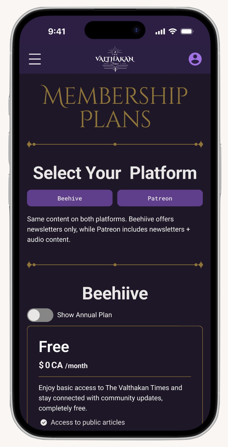 Prototype — Membership Plans page, mobile